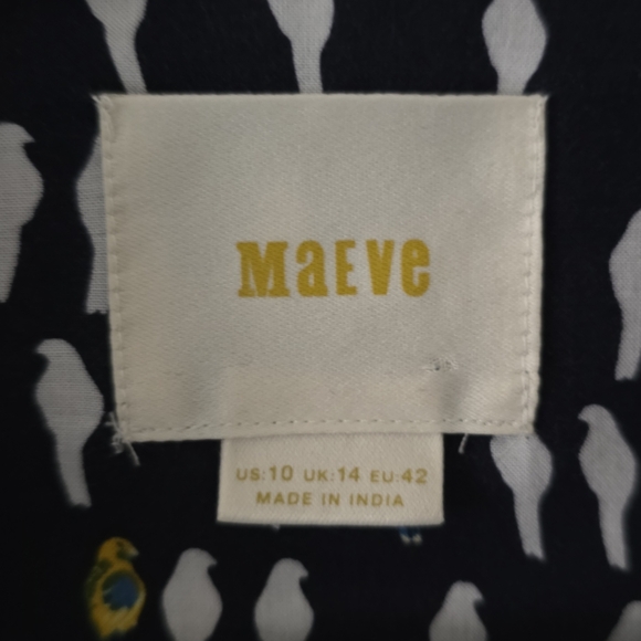 Anthropologie Maeve 10 Eclectic Bohemian Novelty Print Wynwood Bird Button Shirt - Picture 4 of 15